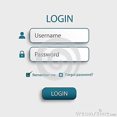 Login web screen with atypical buttons template Vector Illustration