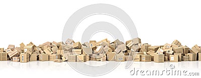 Logistic concept. Big pile of cardboard boxes. Cartoon Illustration