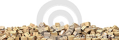 Logistic concept. Big pile of cardboard boxes. Cartoon Illustration