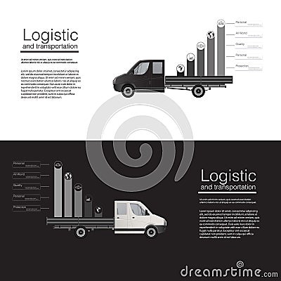 Logistic concept flat banners car cargo delivery van vector template. vector abstract isolated illustration template. Vector Illustration