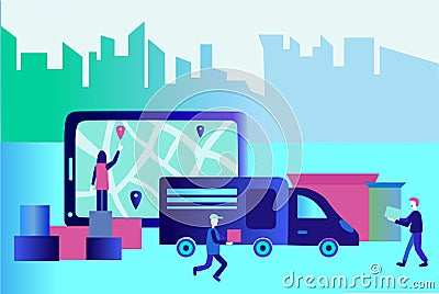 Logistic concept flat banners. Courier delivery services abstract isolated illustration Cartoon Illustration