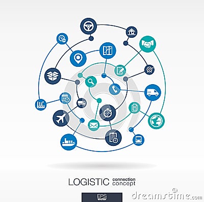 Logistic connection concept. Abstract background with integrated circles and icons Vector Illustration