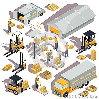 logistic and delivery isometric icons Stock Photo