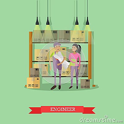 Logistic and delivery service concept banner. Warehouse workers. Vector illustration in flat cartoon style design. Vector Illustration