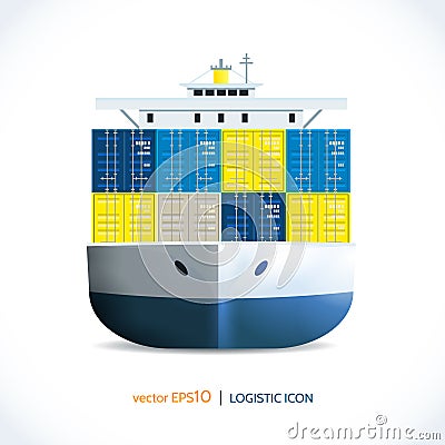 Logistic icon container ship Vector Illustration