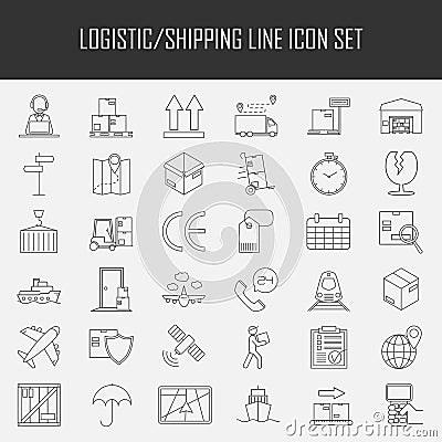 Logistic icons. Warehouse and shipping equipment. Vector Illustration