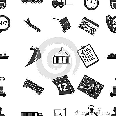 Logistic pattern icons in black style. Big collection of logistic vector symbol stock illustration Vector Illustration