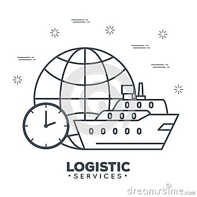 Logistic services with sphere planet Vector Illustration