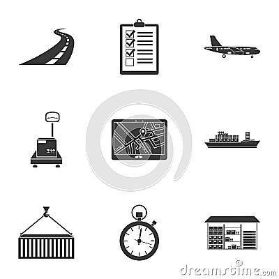 Logistic set icons in black style. Big collection of logistic vector symbol stock illustration Vector Illustration