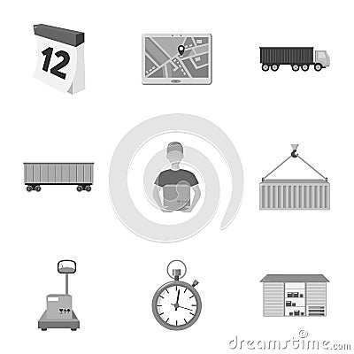 Logistic set icons in monochrome style. Big collection of logistic vector symbol Vector Illustration