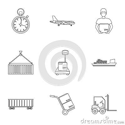 Logistic set icons in outline style. Big collection of logistic vector symbol stock illustration Vector Illustration