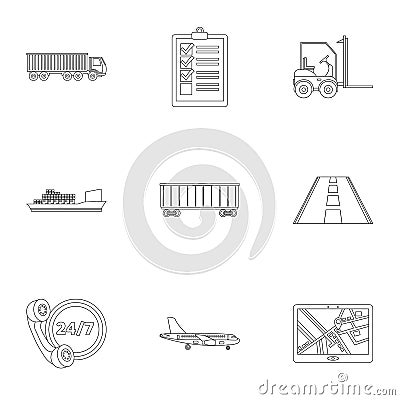 Logistic set icons in outline style. Big collection of logistic vector symbol stock illustration Vector Illustration