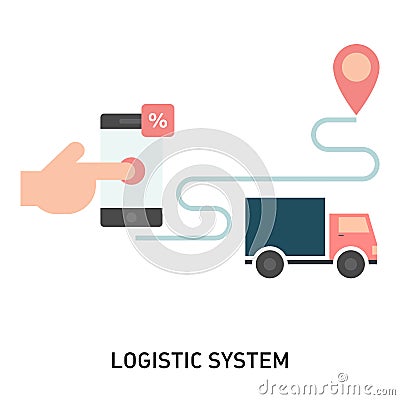 Logistic system or mobile app for goods shipping. Vector Illustration