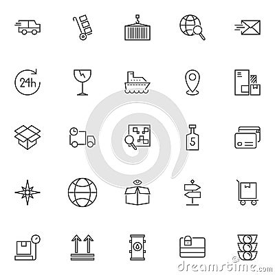 Logistic universal outline icons set Vector Illustration