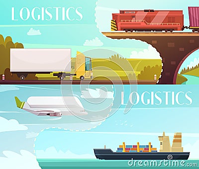 Logistics Banners Set Vector Illustration