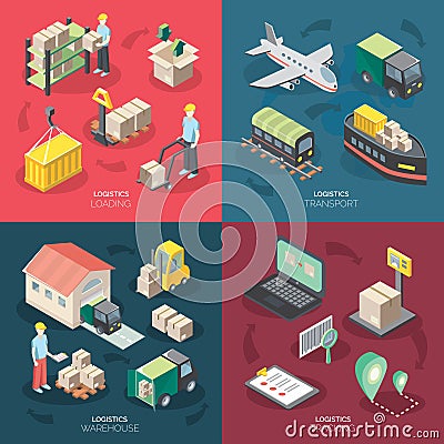 Logistics Concept Icons Set Vector Illustration