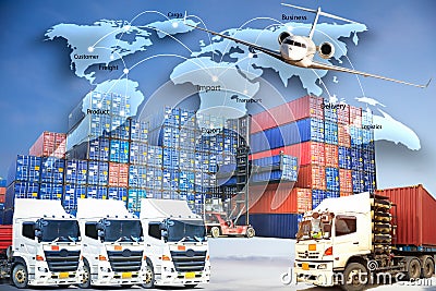 Logistics concept, Map Global business connection technology int Stock Photo