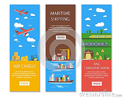 Logistics And Delivery Banners Set Vector Illustration