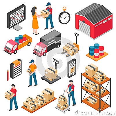 Logistics And Delivery Isometric Icons Set Vector Illustration