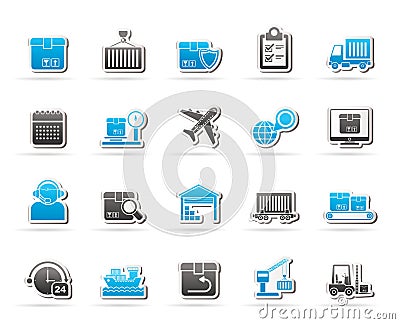 Logistics, delivery, transportation and cargo icons Vector Illustration