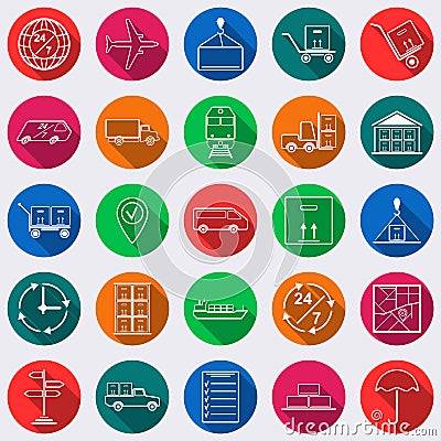 Logistics flat vector icons Vector Illustration