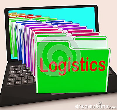 Logistics Folders Laptop Mean Planning Organization And Coordination Stock Photo