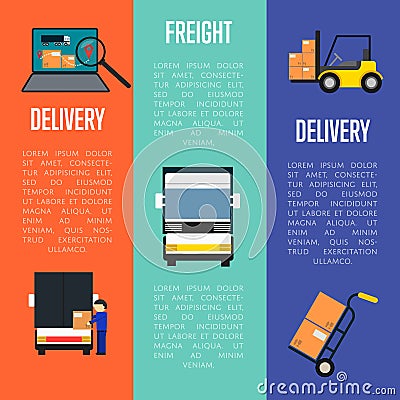 Logistics and freight delivery banners set Vector Illustration