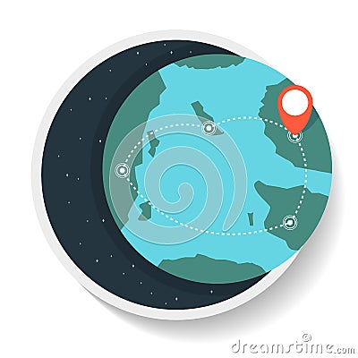 Logistics icon with commercial route on globe map Vector Illustration