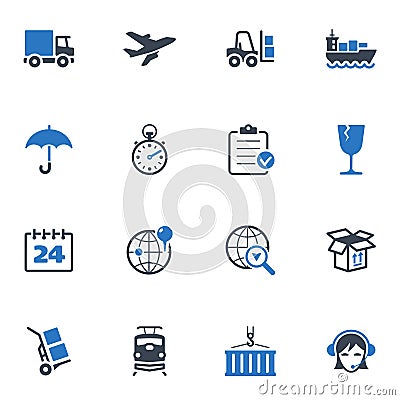 Logistics Icons - Blue Series Vector Illustration