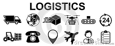 Logistics icons, delivery signs â€“ vector Vector Illustration