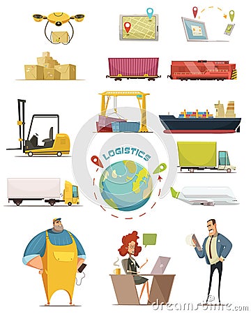Logistics Icons Set Vector Illustration