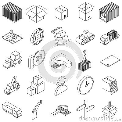 Logistics icons set, isometric 3d style Vector Illustration