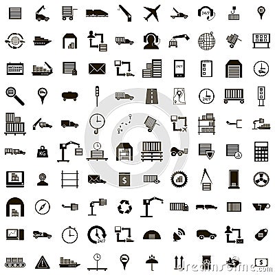 100 Logistics icons set, simple style Vector Illustration