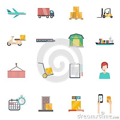 Logistics Icons Set Vector Illustration