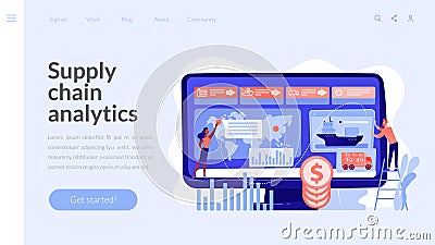 Supply chain analytics concept landing page Vector Illustration