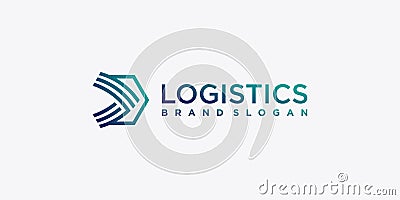 Logistics logo with creative line art concept, transport, send, fast, Premium Vector Vector Illustration