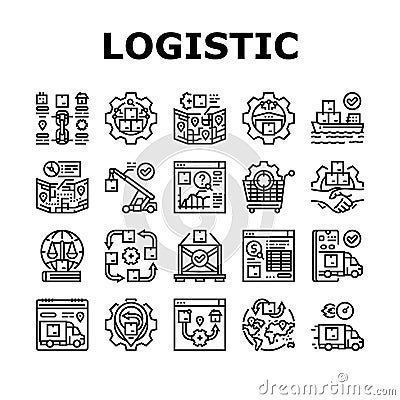 logistics manager warehouse icons set vector Vector Illustration