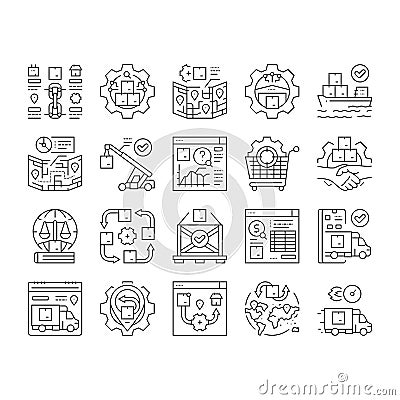 logistics manager warehouse icons set vector Vector Illustration