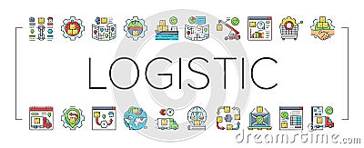 logistics manager warehouse icons set vector Vector Illustration