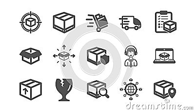 Logistics and Shipping icons. Truck Delivery, Checklist and Parcel tracking. Classic icon set. Vector Vector Illustration