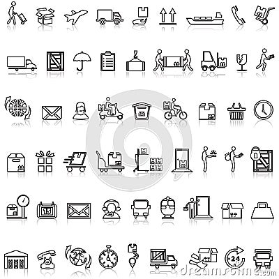 Logistics and Shipping line icons. Vector Illustration