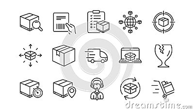 Logistics and Shipping line icons. Truck Delivery, Checklist and Parcel tracking. Linear icon set. Vector Vector Illustration