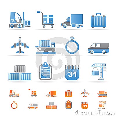 Logistics, shipping and transportation icons Vector Illustration