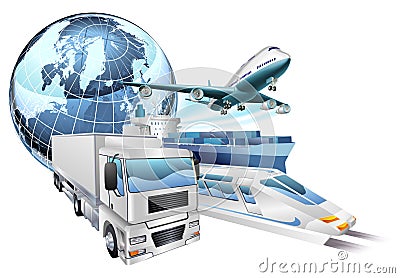 Logistics transport globe concept Vector Illustration