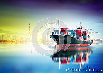 Logistics and transportation of International Container Cargo ship in the ocean Stock Photo