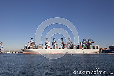 Logistics and transportation of International Container Cargo ship and cargo plane in the ocean Freight Transportation, Shipping. Editorial Stock Photo