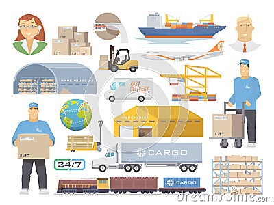 Logistics vector flat icons Vector Illustration