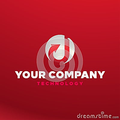 3D logo design vector icon illustration inspiration with d letter and arrow for technology company Vector Illustration