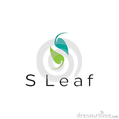 Simple, clean, elegant and modern the Leaf forming S letter logo design vector icon illustration inspiration Vector Illustration