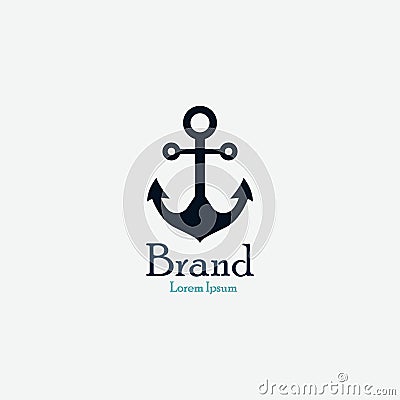 Ship anchor logo. Sailor symbol and a means of restraining the ship from moving. iron anchor Vector Illustration